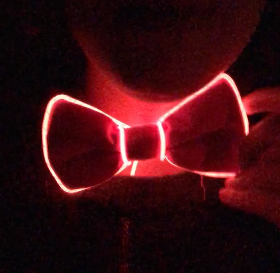 I made two bowties that could react to music: one in blue and one in red.